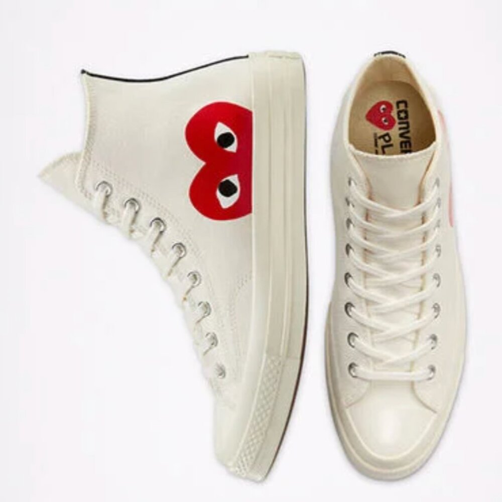 COMME DES GARCONS PLAY Converse High Top Canvas Sneakers- MENS 5 1/2 - WOMANS 7